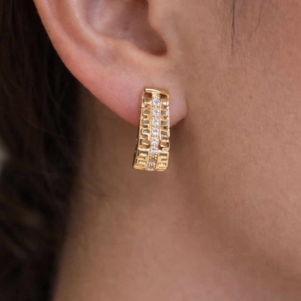 Gold and Silver Earrings with Crystals